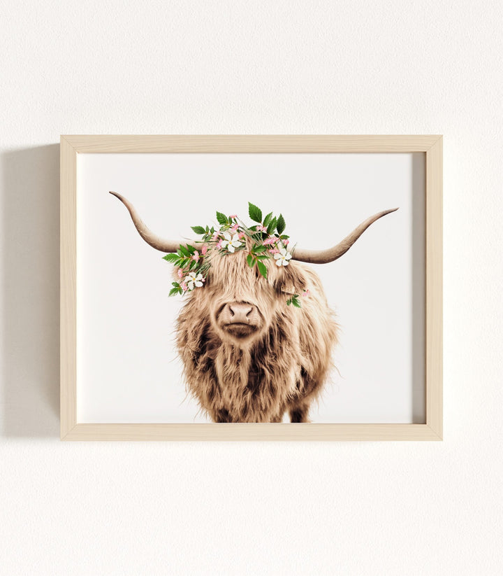 Highland Cow with Flower Crown