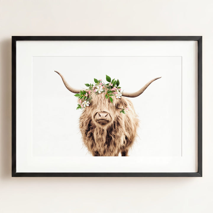 Highland Cow with Flower Crown