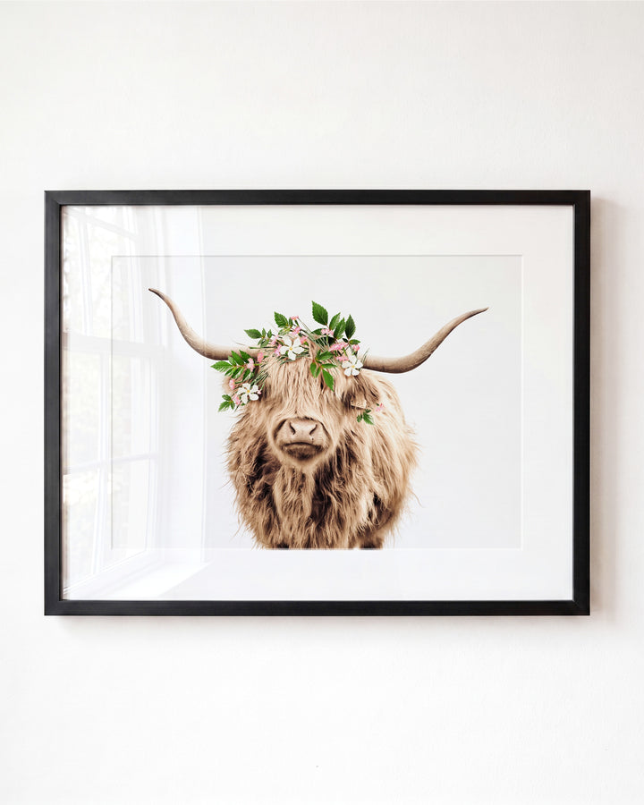 Highland Cow with Flower Crown