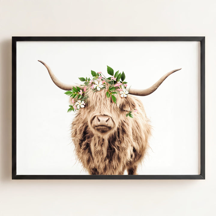 Highland Cow with Flower Crown