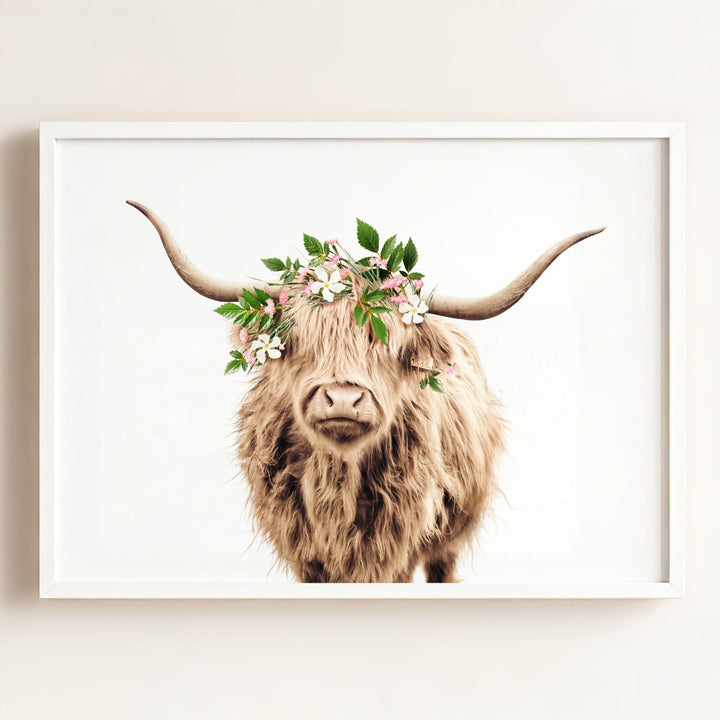 Highland Cow with Flower Crown