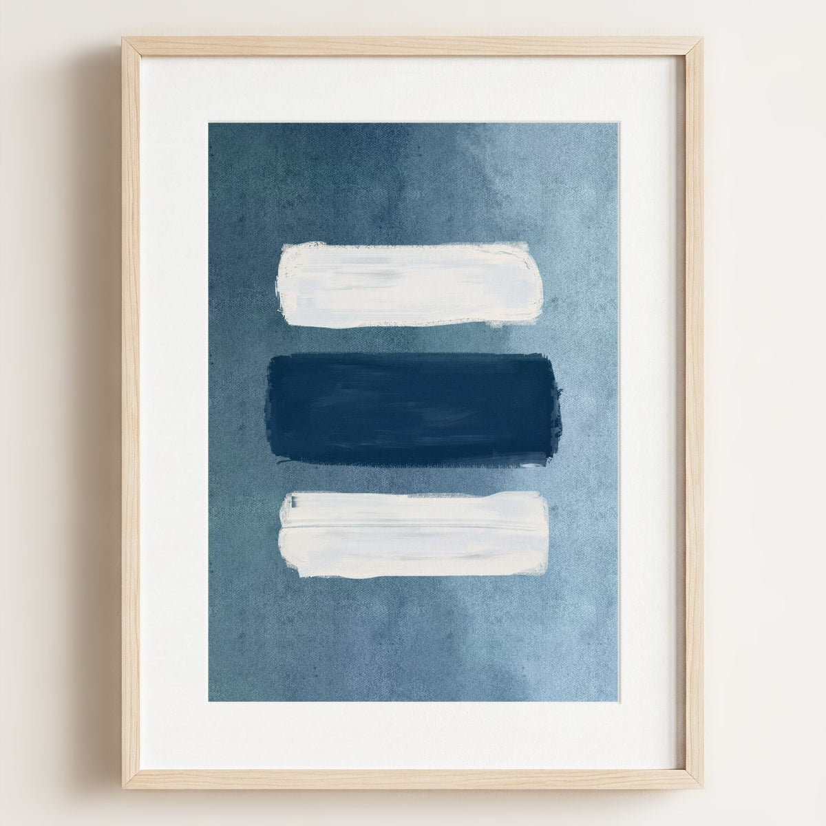 Indigo Abstract Brushstrokes - Framed Art