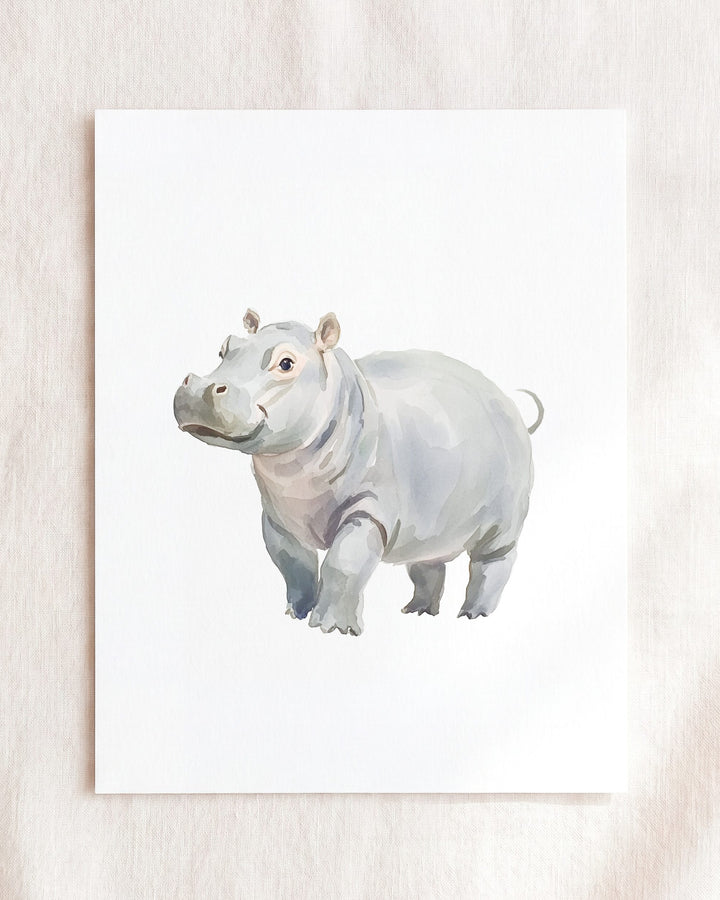 Keepsake Kingdom Watercolor Hippo Art Print