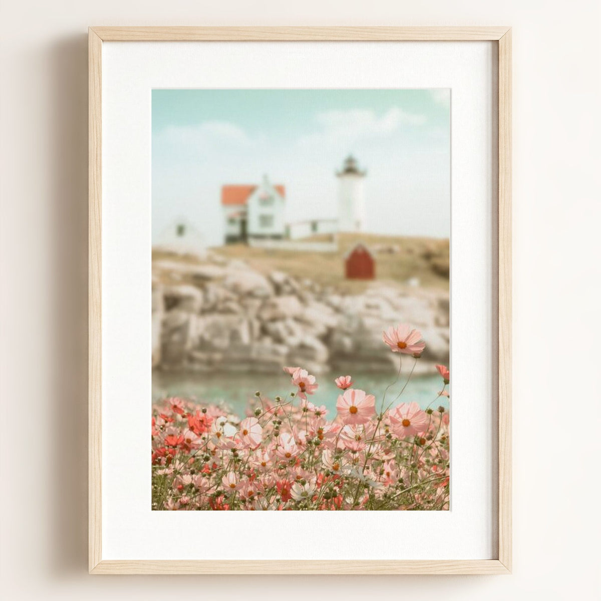 Lighthouse Wildflowers - Framed Art