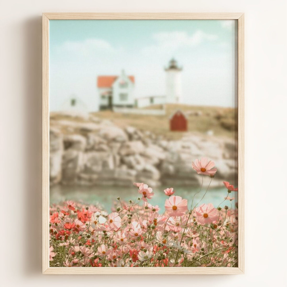 Lighthouse Wildflowers - Framed Art
