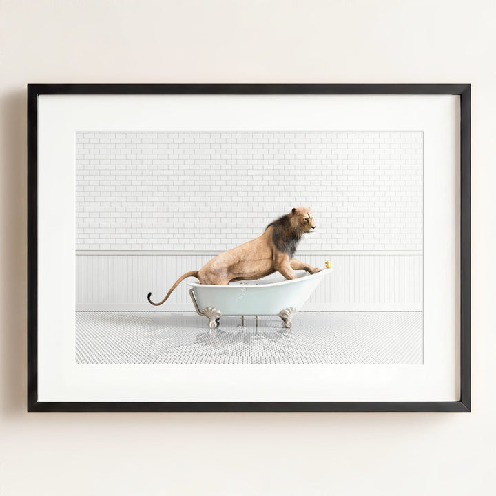 Lion in Blue Bathtub
