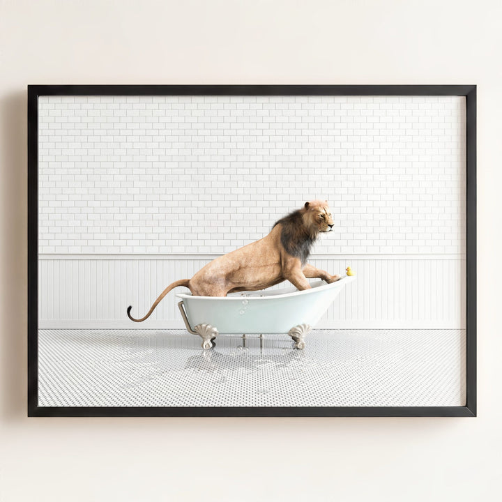 Lion in Blue Bathtub