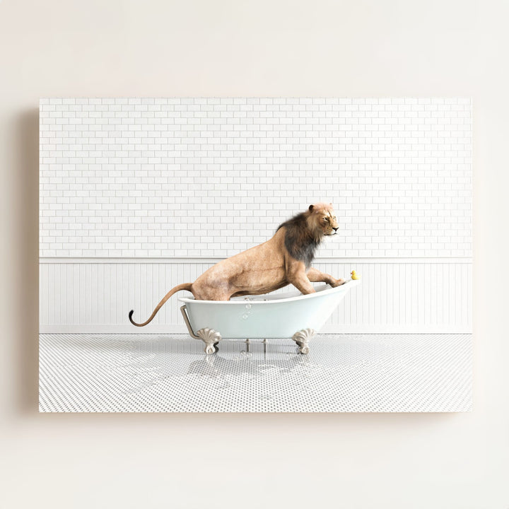 Lion in Blue Bathtub