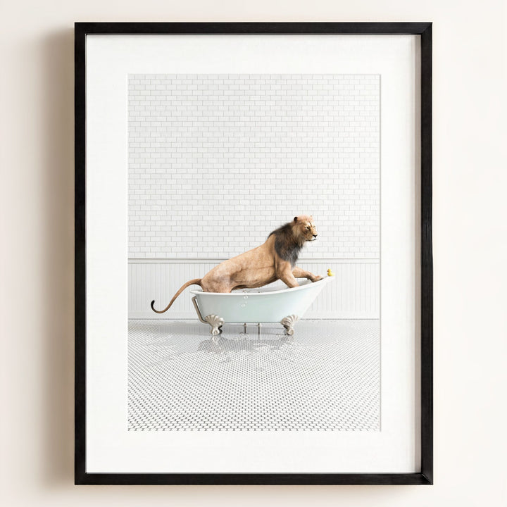 Lion in Blue Bathtub