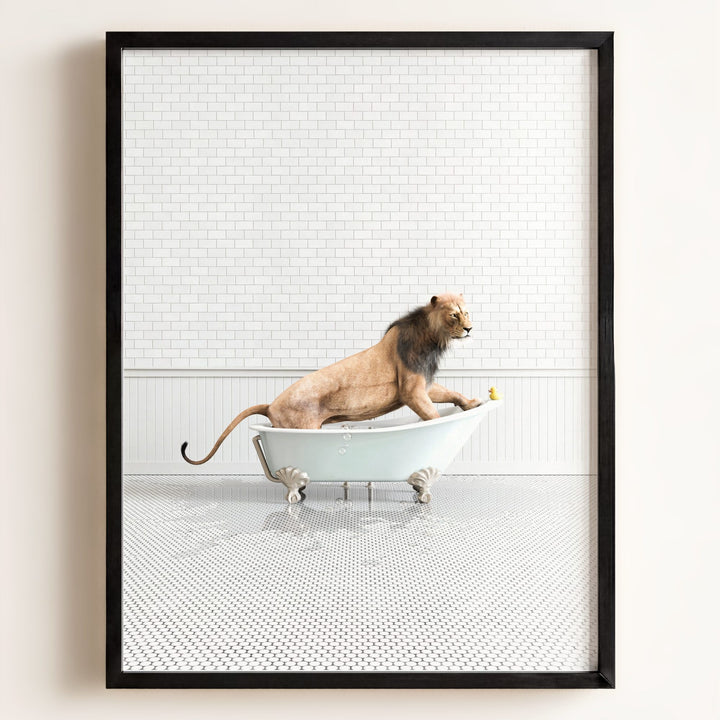 Lion in Blue Bathtub