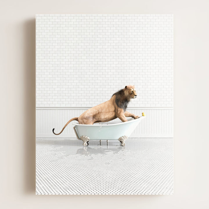 Lion in Blue Bathtub