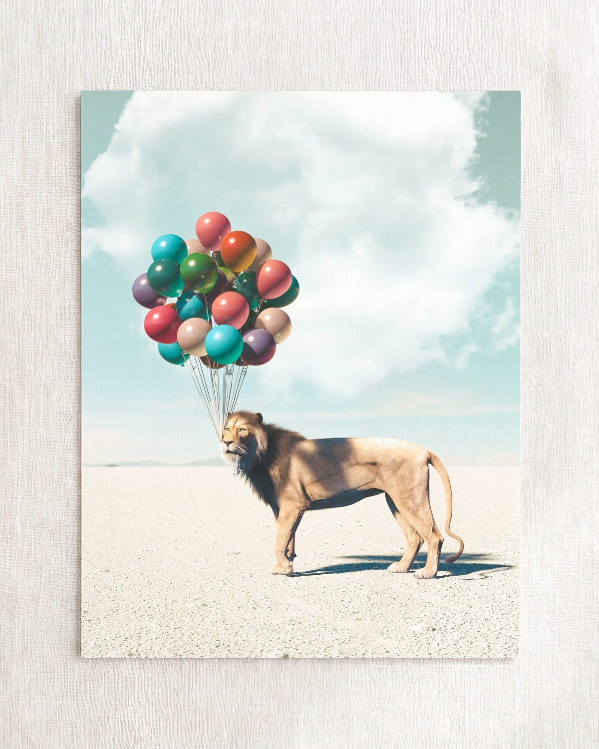 Lion with Balloons Art Print