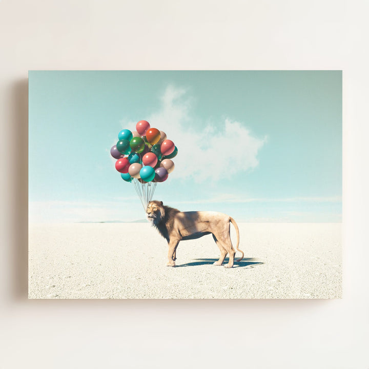 Lion with Balloons Art Print