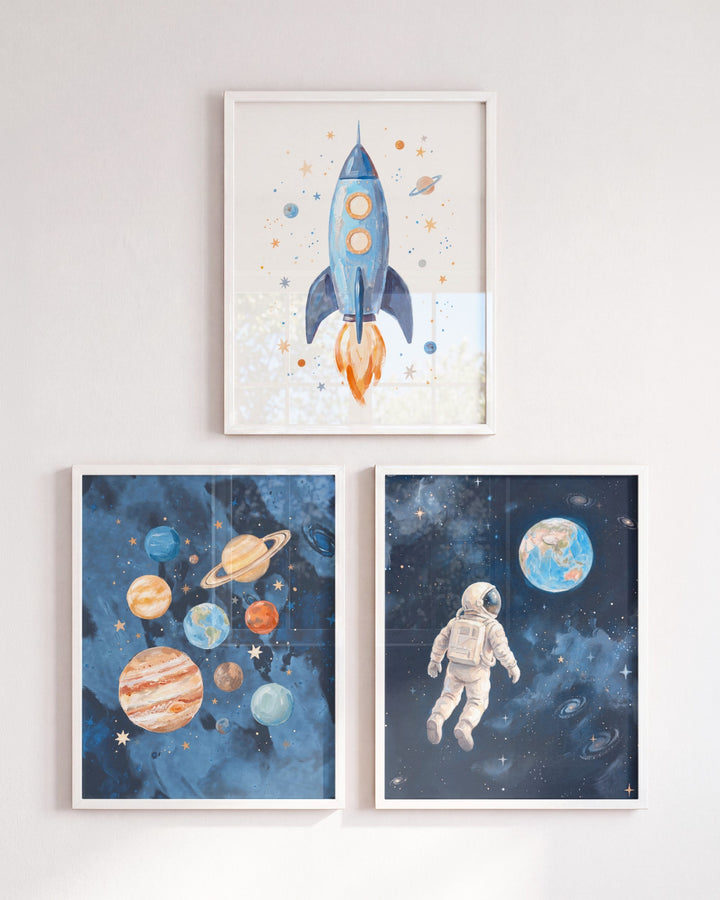 Little Astronaut Nursery Art Set of 3