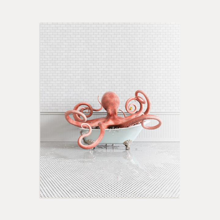 Octopus in Blue Bathtub