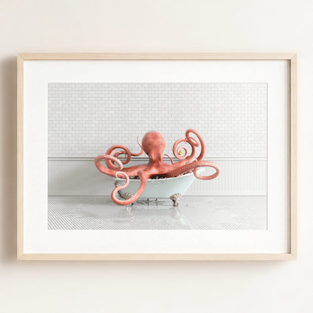 Octopus in Blue Bathtub