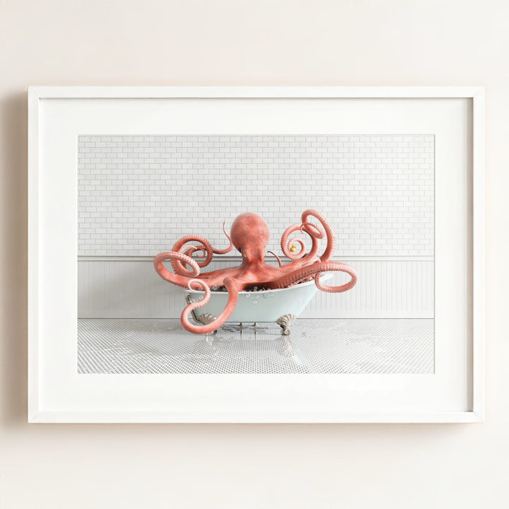 Octopus in Blue Bathtub
