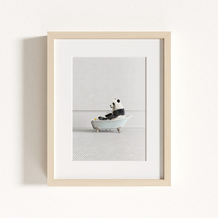 Panda in Blue Bathtub