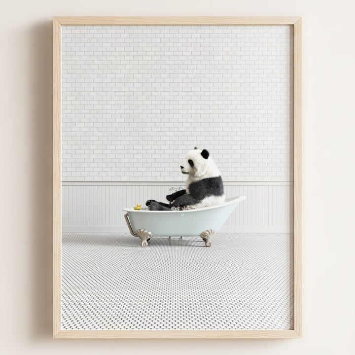 Panda in Blue Bathtub