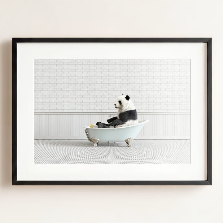 Panda in Blue Bathtub