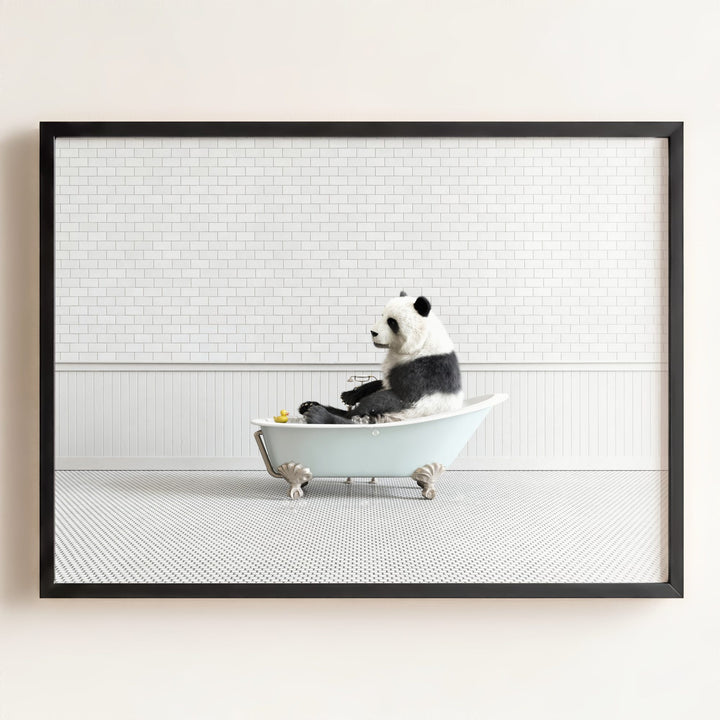 Panda in Blue Bathtub
