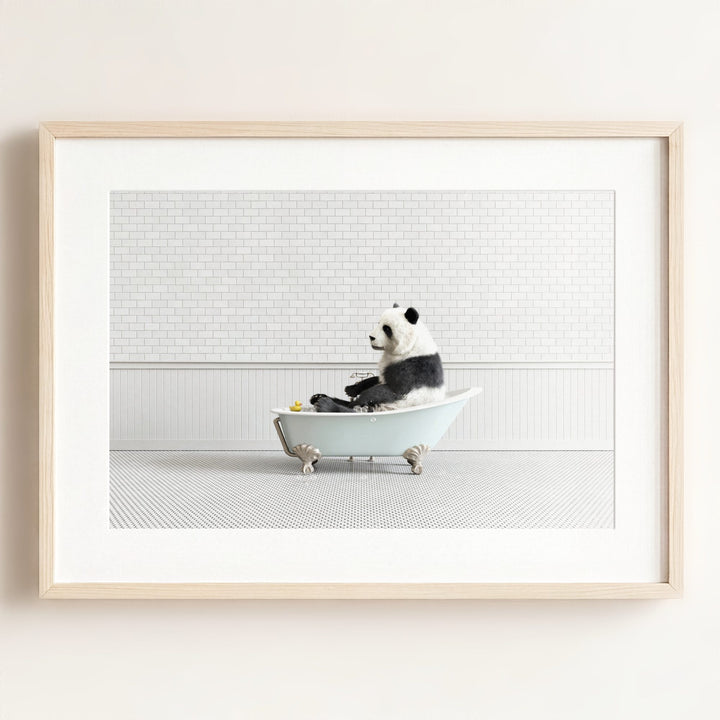 Panda in Blue Bathtub