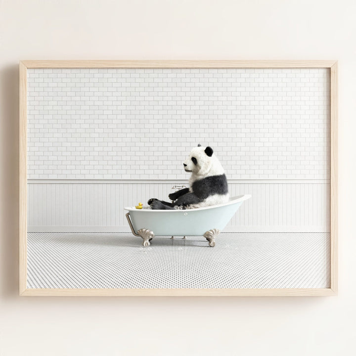 Panda in Blue Bathtub