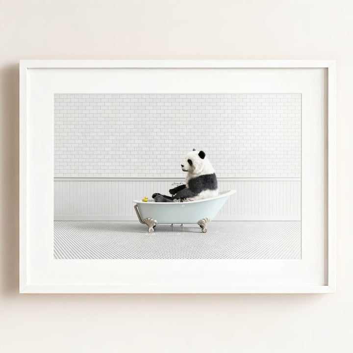 Panda in Blue Bathtub