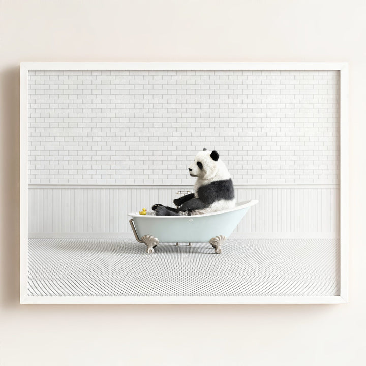 Panda in Blue Bathtub