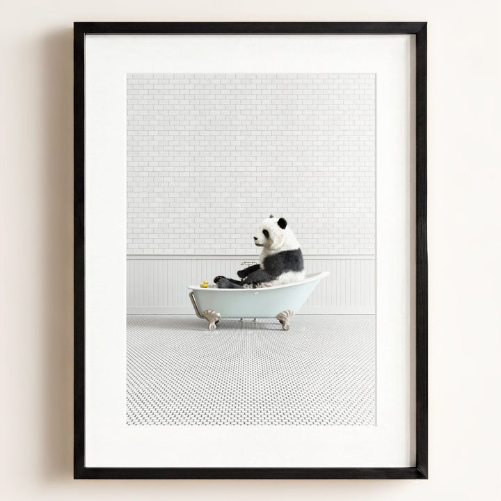 Panda in Blue Bathtub