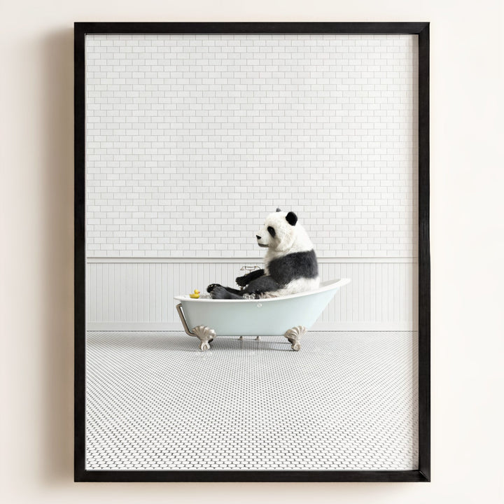 Panda in Blue Bathtub