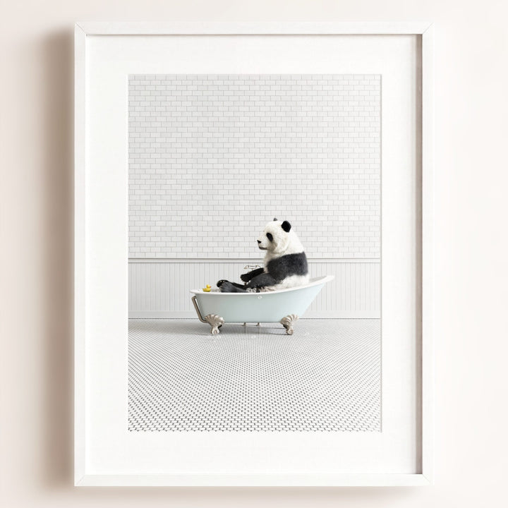 Panda in Blue Bathtub