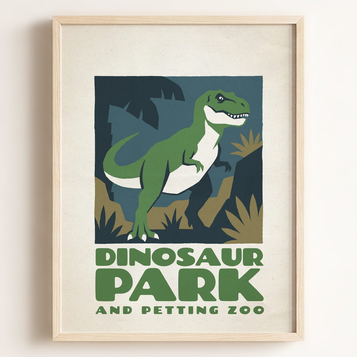 Personalized Vintage Dinosaur Poster — Framed Art
