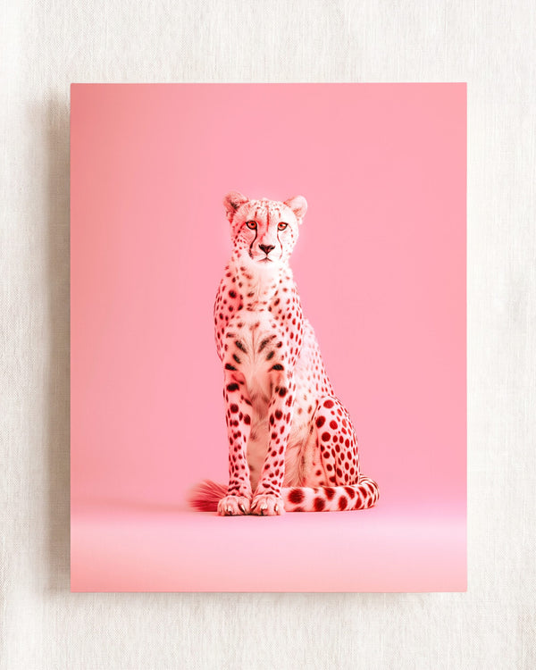Portrait of a Pink Cheetah Wall Art Print