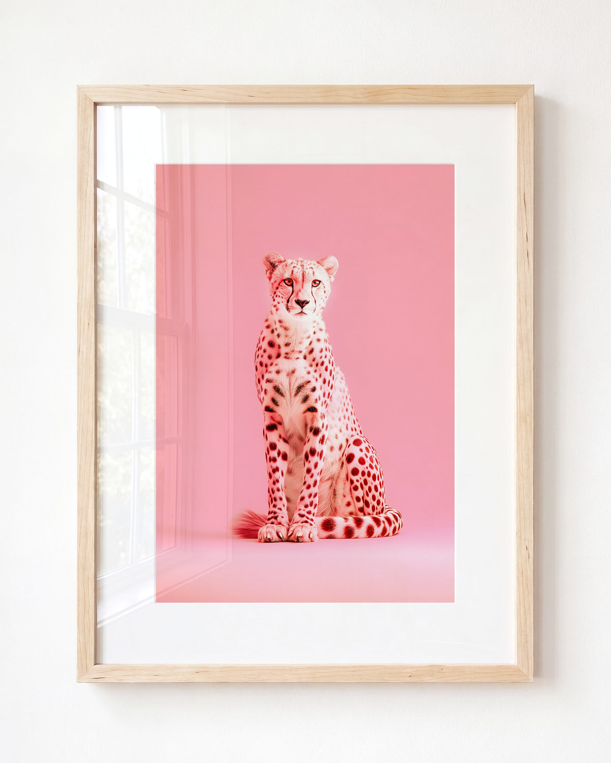 Portrait of a Pink Cheetah Wall Art Print — Framed