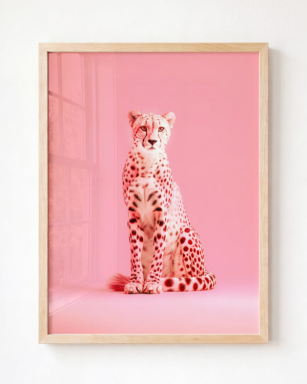 Portrait of a Pink Cheetah Wall Art Print - Framed Art