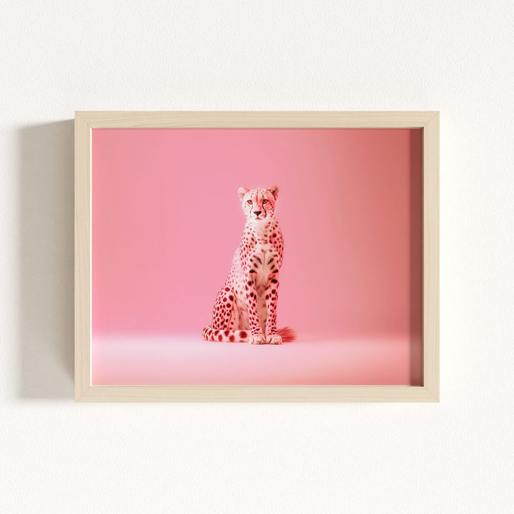 Portrait of a Pink Cheetah Wall Art Print