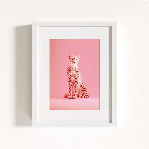 Portrait of a Pink Cheetah Wall Art Print