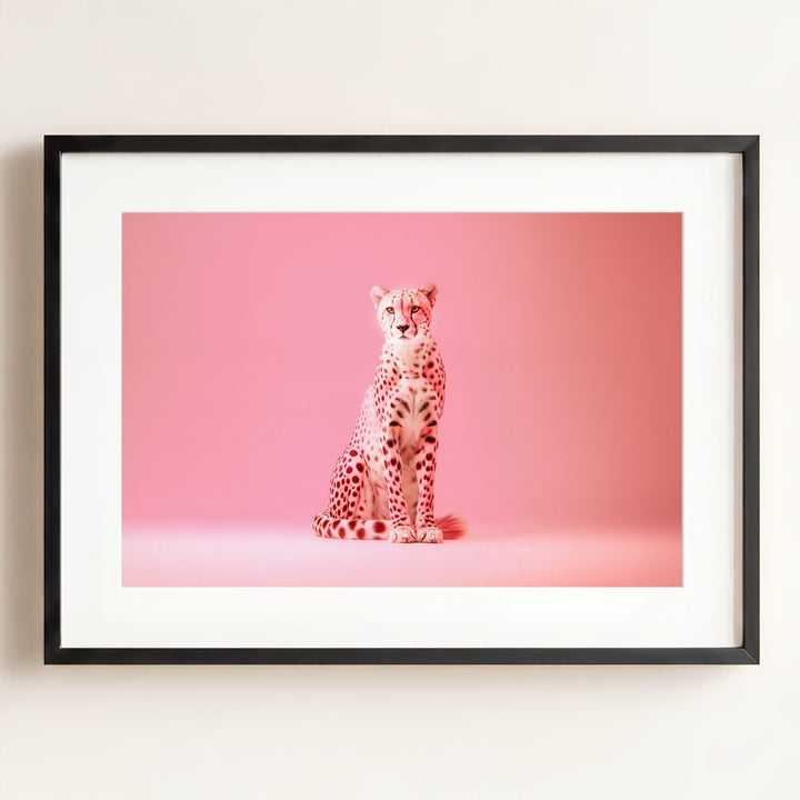 Portrait of a Pink Cheetah Wall Art Print