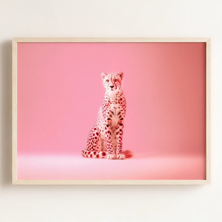 Portrait of a Pink Cheetah Wall Art Print