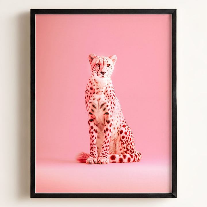 Portrait of a Pink Cheetah Wall Art Print