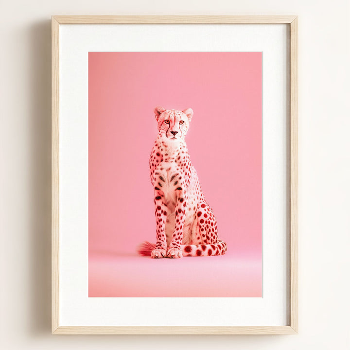 Portrait of a Pink Cheetah Wall Art Print