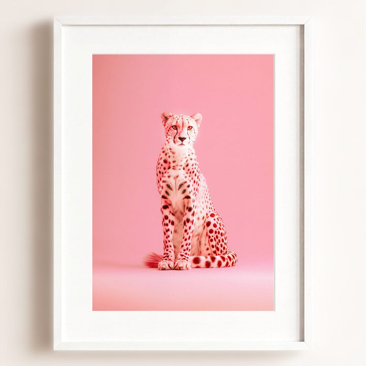 Portrait of a Pink Cheetah Wall Art Print