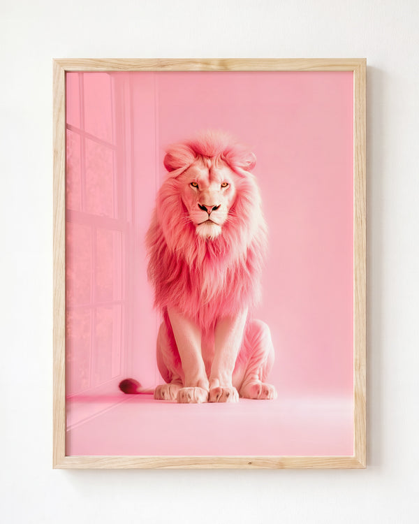 Portrait of a Pink Lion Wall Art Print - Framed Art
