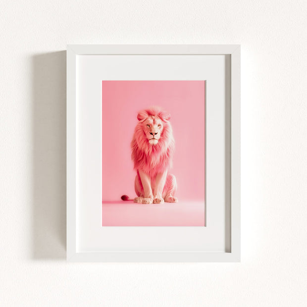 Portrait of a Pink Lion Wall Art Print