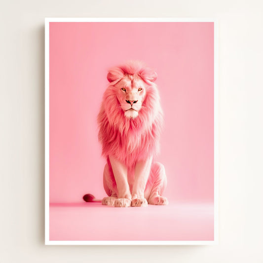 Portrait of a Pink Lion Wall Art Print
