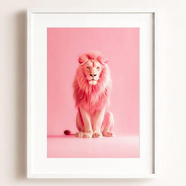 Portrait of a Pink Lion Wall Art Print