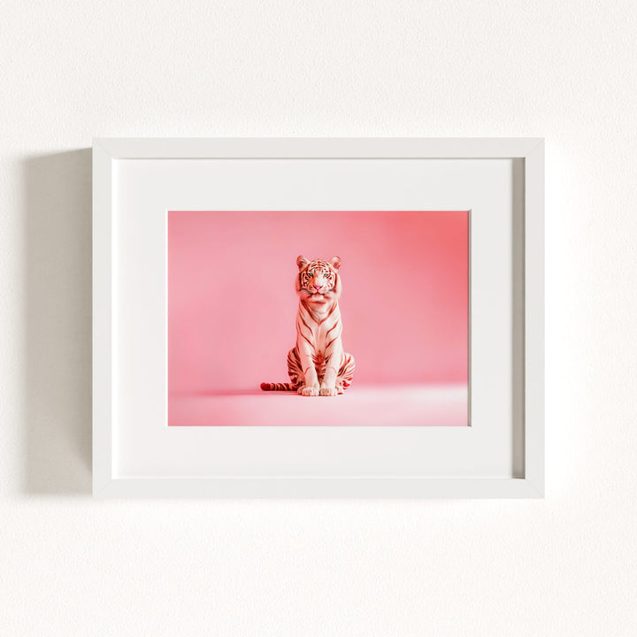 Portrait of a Pink Tiger Wall Art Print