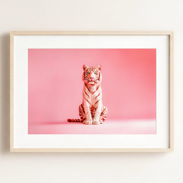 Portrait of a Pink Tiger Wall Art Print