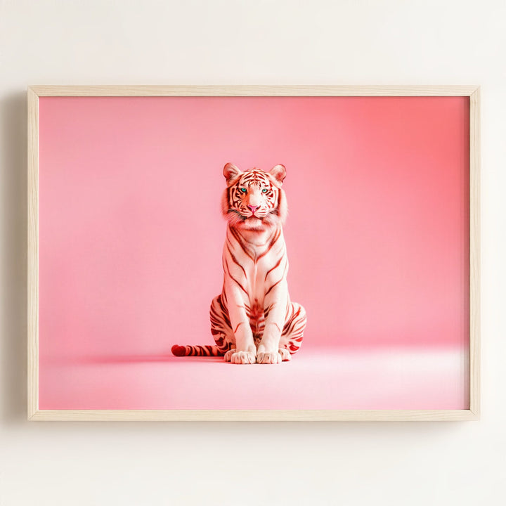 Portrait of a Pink Tiger Wall Art Print